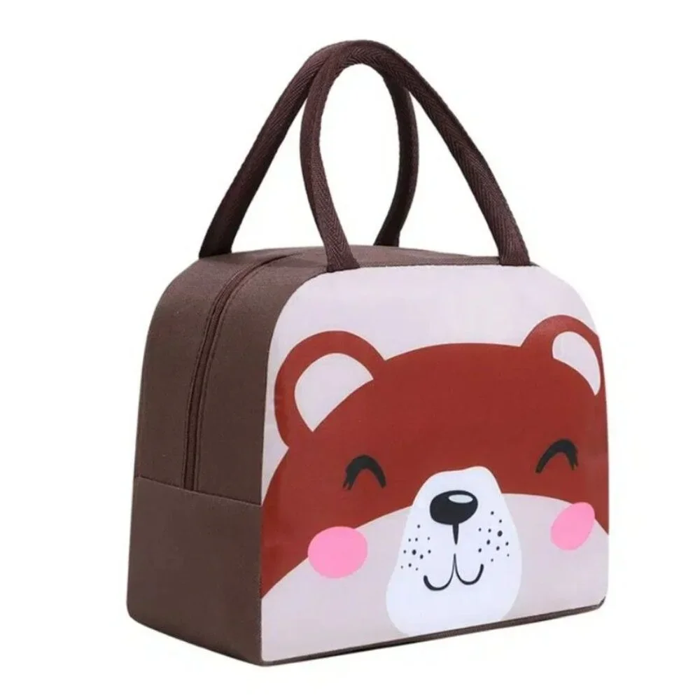 Morgan Sweet Sleepy Bear Brown Animal Face Insulated Lunch Bag Gift Packaged